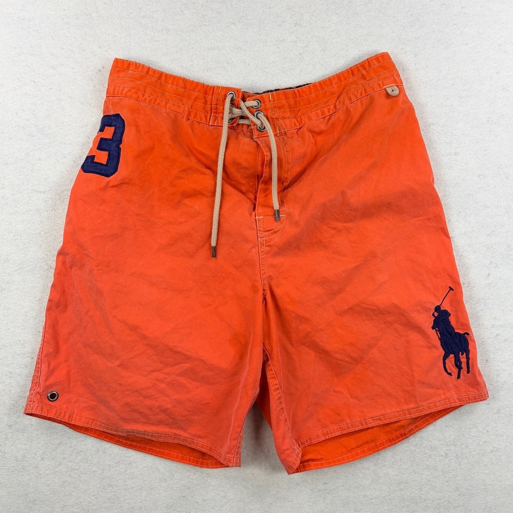 Polo Ralph Lauren Mens Big Pony Swim Trunks Orange Board Shorts Size L